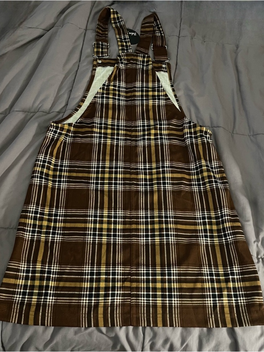 Plaid Overall Dress - Picture 3 of 4